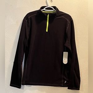 NWT Exertek Men’s Midnight Black Fleece Pullover Jacket. Size Small. With collar